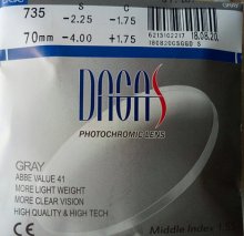 Линза для очков Dagas Фотохром  Индекс 1.55 (С покрытием HMC+UV400) 